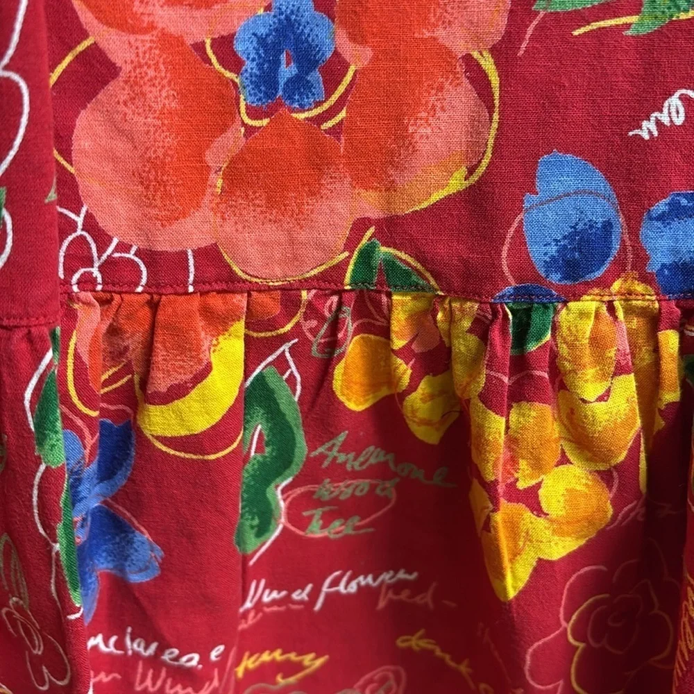 Aria Dress/Red W/Flowers And Writing (Japan Peacock Starry Wild Flowers) Size 8 - Picture 6 of 9
